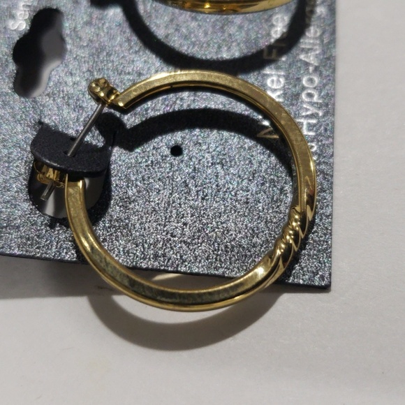 Ashley Nicole Gold tone Twisted Design Hoop Earrings - Women's Fashion Jewelry - Picture 5 of 7